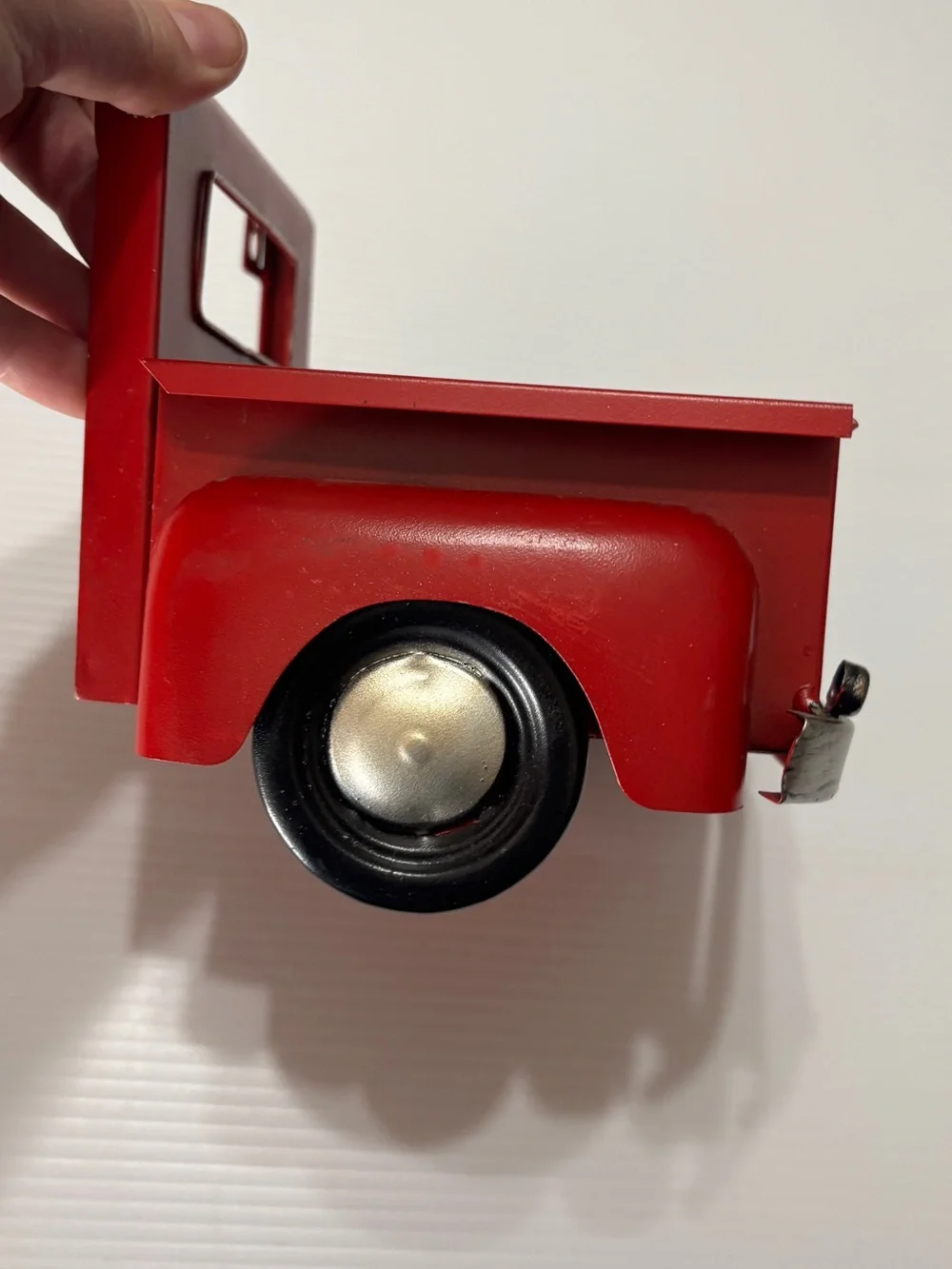 wall-mounted rustic red metal truck decor shelf